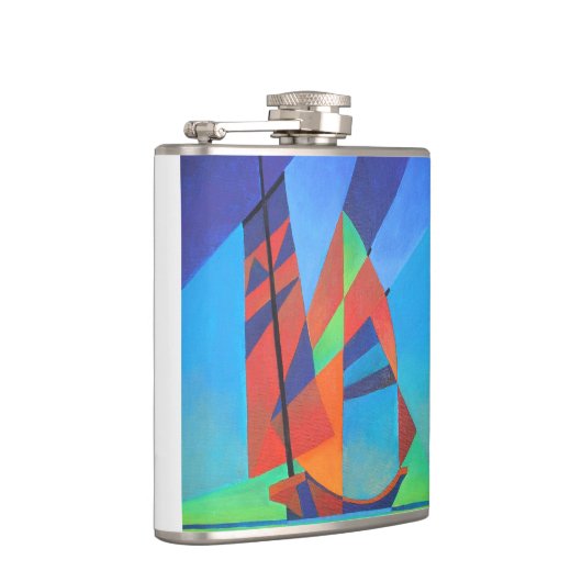 Abstracte art junk boat tegen Deep Blue Sky Heupfles (Rechts)