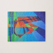 Abstracte art junk boat tegen Deep Blue Sky Legpuzzel (Horizontaal)