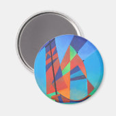 Abstracte art junk boat tegen Deep Blue Sky Magneet (Voorkant / Achterkant)