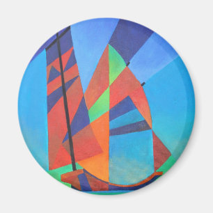 Abstracte art junk boat tegen Deep Blue Sky Magneet