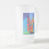 Abstracte art junk boat tegen Deep Blue Sky Matglas Bierpul (Voorkant rechts)