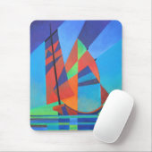 Abstracte art junk boat tegen Deep Blue Sky Muismat (Met muis)