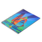 Abstracte art junk boat tegen Deep Blue Sky Notitieboek (Linkerzijde)