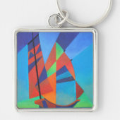 Abstracte art junk boat tegen Deep Blue Sky Sleutelhanger (Voorkant)