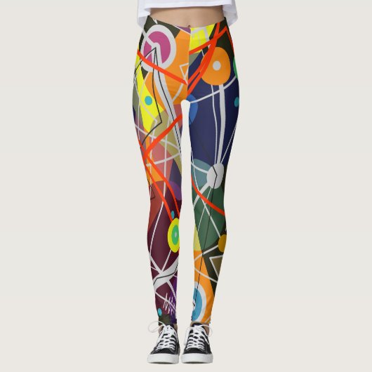 Abstracte Art Kandinsky Mid-Century Moderne Stijl  Leggings (Voorkant)