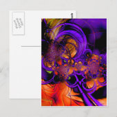 Abstracte Art Metal Paarse Sinaasappel Haak Zizzag Briefkaart (Voorkant / Achterkant)