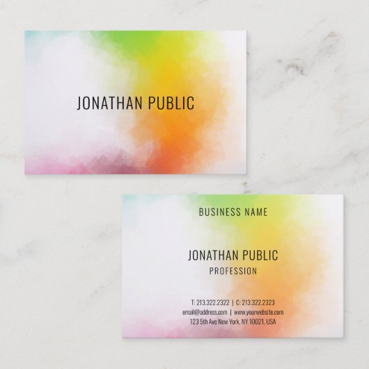Abstracte Art Moderne Colorful Elegant Sjabloon Visitekaartje (Voorkant / Achterkant)