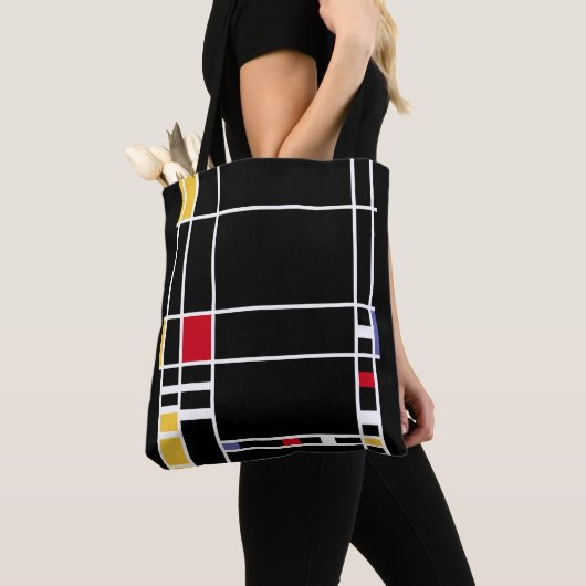 Abstracte Art Mondrian "Trafalgar Square" negatief Tote Bag (Dichtbij)