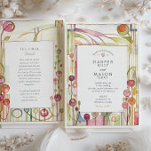 Abstracte Art Nouveau Floral Waterverf bruiloft Kaart