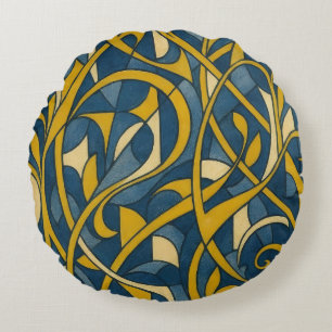 Abstracte Art Nouveau Spiraalpatroon Rond Kussen