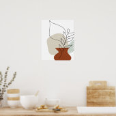 Abstracte Art One Line Vase & Foliage Art-afdrukke Poster (Keuken)