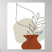 Abstracte Art One Line Vase & Foliage Art-afdrukke Poster (Voorkant)