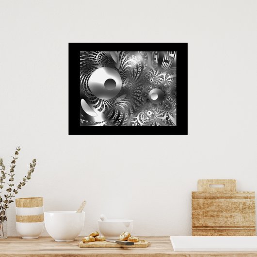 Abstracte Art Poster Silver Space (Keuken)