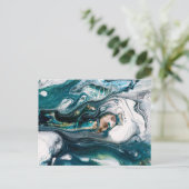 ABSTRACTE ART PRINT BLAUWGROEN WITTE KOPER BRIEFKAART (Staand voorkant)