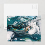 ABSTRACTE ART PRINT BLAUWGROEN WITTE KOPER BRIEFKAART (Voorkant / Achterkant)