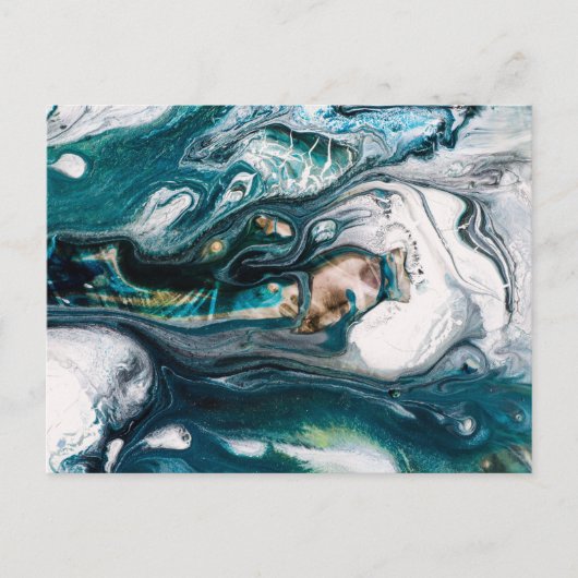 ABSTRACTE ART PRINT BLAUWGROEN WITTE KOPER BRIEFKAART (Voorkant)