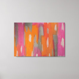 Abstracte Art Print in roze, Sinaasappel en grijs