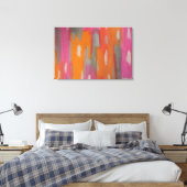 Abstracte Art Print in roze, Sinaasappel en grijs (Insitu (Slaapkamer))