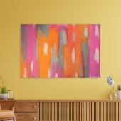 Abstracte Art Print in roze, Sinaasappel en grijs (Insitu (Woonkamer))