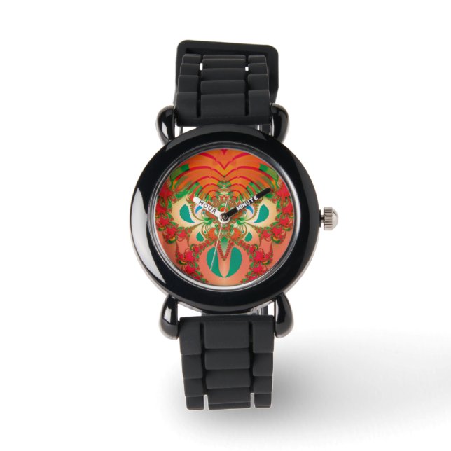 Abstracte Art Rode Uil Horloge (Voorkant)