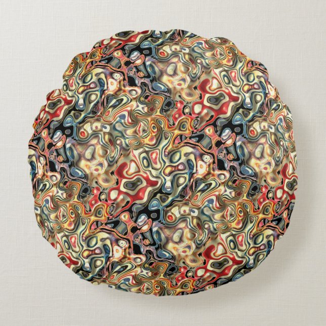 Abstracte art Round Pillow Rond Kussen (Voorkant)
