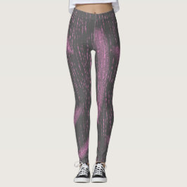 Abstracte Art Roze Koraal Houtskool Grijze Legging
