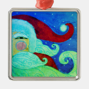Abstracte Art Santa Claus Metalen Ornament