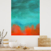 Abstracte Art Sky Fire Lava Red Oranje Turquoise Poster (Keuken)