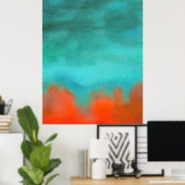 Abstracte Art Sky Fire Lava Red Oranje Turquoise Poster (Thuiskantoor)