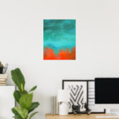 Abstracte Art Sky Fire Lava Red Oranje Turquoise Poster (Thuiskantoor)