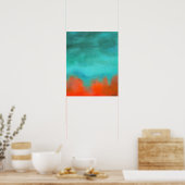 Abstracte Art Sky Fire Lava Red Oranje Turquoise Poster (Keuken)