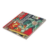 Abstracte Art Tegels, bloemen op tafel Tegeltje (Zijkant)