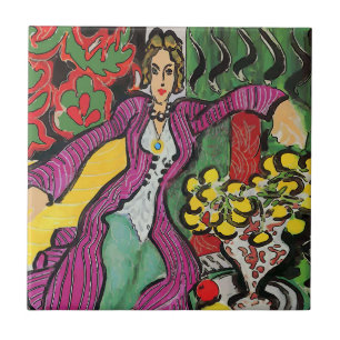 Abstracte Art Tegels, Nancy met Flowers Tegeltje