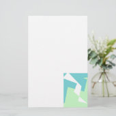 Abstracte Art Turquoise Blue Green Briefpapier (Staand voorkant)