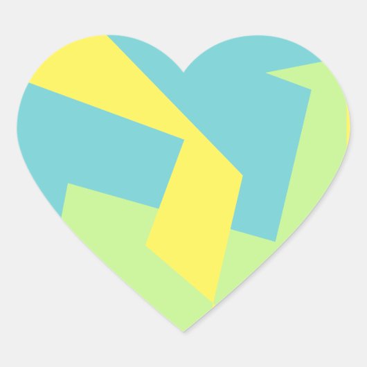 Abstracte Art Turquoise Blue Green Hart Sticker (Voorkant)