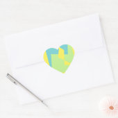 Abstracte Art Turquoise Blue Green Hart Sticker (Envelop)