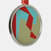 Abstracte Art Turquoise Blue Green Metalen Ornament (Rechts)