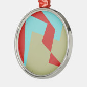 Abstracte Art Turquoise Blue Green Metalen Ornament (Links)