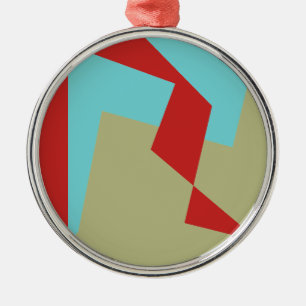 Abstracte Art Turquoise Blue Green Metalen Ornament