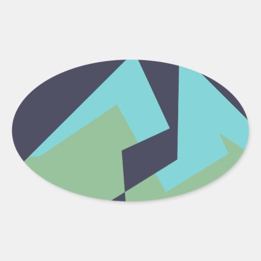 Abstracte Art Turquoise Blue Green Ovale Sticker (Voorkant)