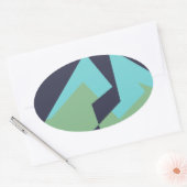 Abstracte Art Turquoise Blue Green Ovale Sticker (Envelop)