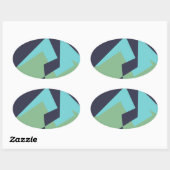 Abstracte Art Turquoise Blue Green Ovale Sticker (Vel)