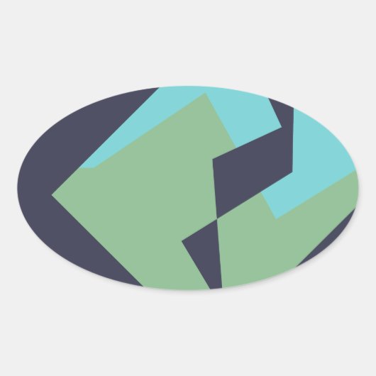 Abstracte Art Turquoise Blue Green Ovale Sticker (Voorkant)