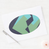 Abstracte Art Turquoise Blue Green Ovale Sticker (Envelop)