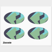 Abstracte Art Turquoise Blue Green Ovale Sticker (Vel)