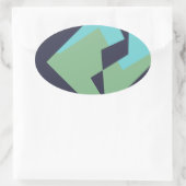 Abstracte Art Turquoise Blue Green Ovale Sticker (Tas)
