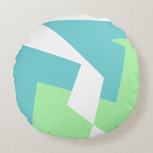 Abstracte Art Turquoise Blue Green Rond Kussen (Voorkant)