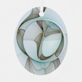 Abstracte Art Turquoise Brown Gold Elegance Oval Metalen Ornament (Voorkant)