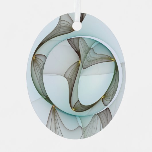 Abstracte Art Turquoise Brown Gold Elegance Oval Metalen Ornament (Voorkant)