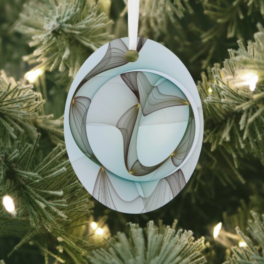 Abstracte Art Turquoise Brown Gold Elegance Oval Metalen Ornament (Insitu)